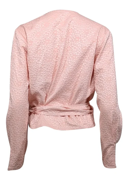 Samsoe Samsoe - Rose Pink Floral Jacquard Wrap Blouse Sz L