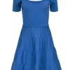 Sandro - Baby Blue Square Neck A-Line Dress w/ Studs Sz 6