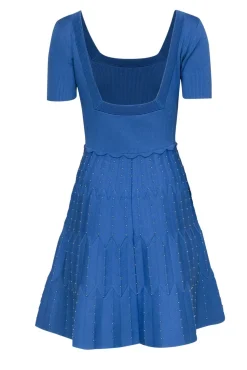Sandro - Baby Blue Square Neck A-Line Dress w/ Studs Sz 6