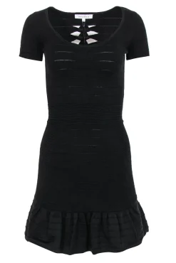 Sandro - Black Cotton Short Sleeve Dress Sz S