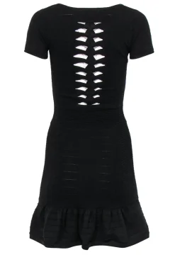 Sandro - Black Cotton Short Sleeve Dress Sz S