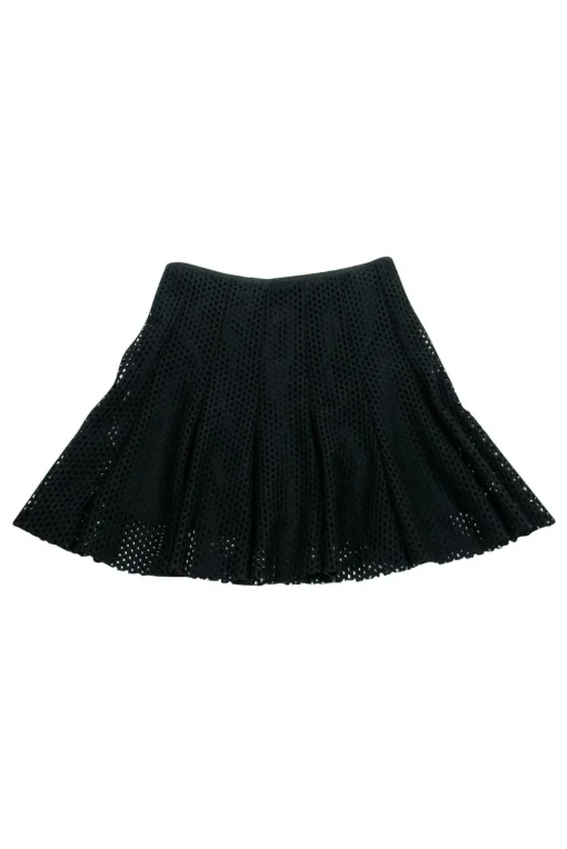 Sandro - Black Eyelet Flared Miniskirt Sz M