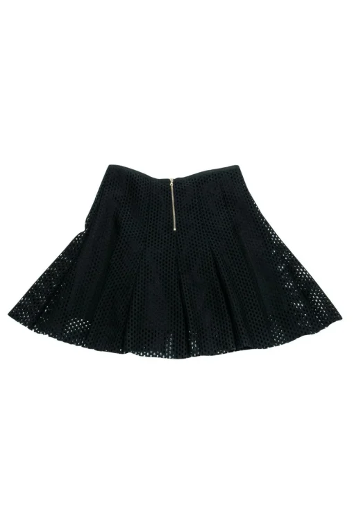 Sandro - Black Eyelet Flared Miniskirt Sz M