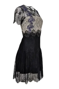 Sandro - Black, Ivory, & Blue Lace Mini Dress Sz 8