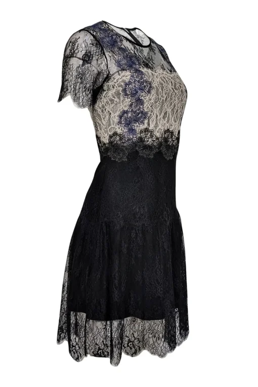 Sandro - Black, Ivory, & Blue Lace Mini Dress Sz 8