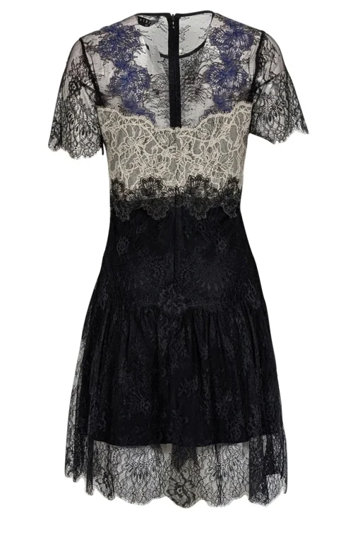 Sandro - Black, Ivory, & Blue Lace Mini Dress Sz 8