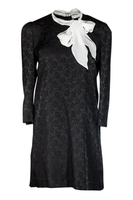 Sandro - Black Ketty Tie Detail Rose Print Shift Dress Sz S