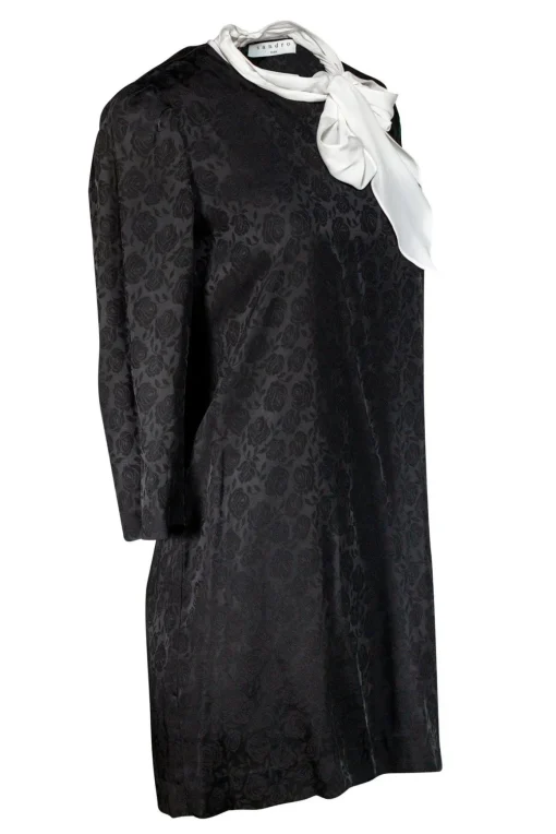 Sandro - Black Ketty Tie Detail Rose Print Shift Dress Sz S