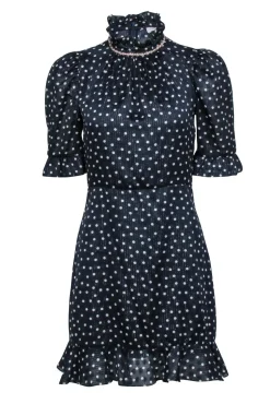 Sandro – Embellished Navy w/ White Polka Dot Dress Sz 4