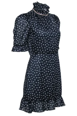 Sandro – Embellished Navy w/ White Polka Dot Dress Sz 4