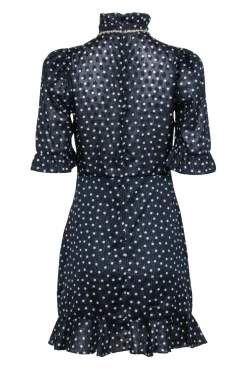 Sandro – Embellished Navy w/ White Polka Dot Dress Sz 4