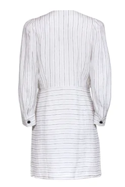 Sandro - Ivory & Metallic Stripe Button Front Dress Sz 10