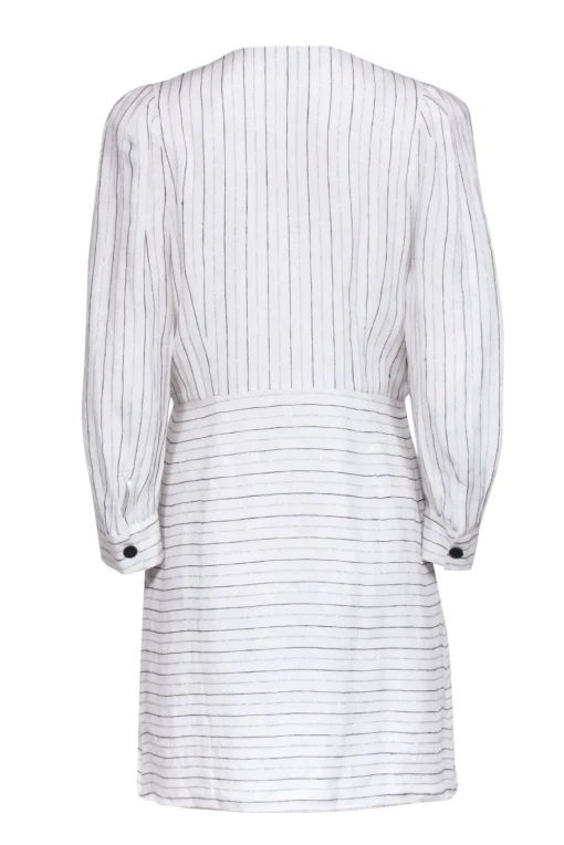 Sandro - Ivory & Metallic Stripe Button Front Dress Sz 10