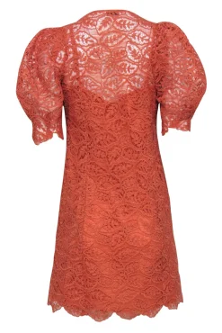 Sandro - Orange Lace Mini Short Sleeve Button Front Dress Sz 6