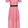 Sandro - Pink Eyelet Lace Short Sleeve Dress Sz 4