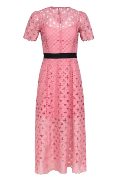 Sandro - Pink Eyelet Lace Short Sleeve Dress Sz 4