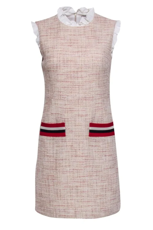 Sandro - Pink Tweed Sleeveless Front Pocket Dress Sz 4