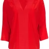 Sandro - Red Silk V-Neckline Blouse Sz L