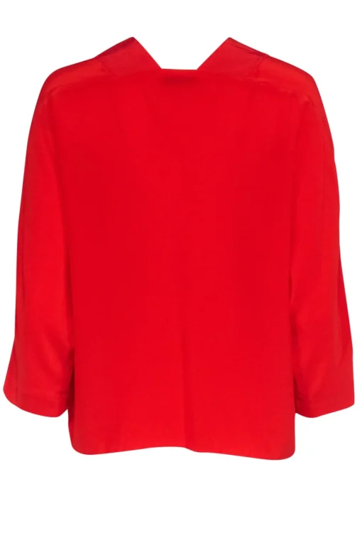 Sandro - Red Silk V-Neckline Blouse Sz L