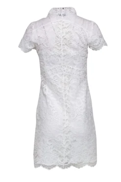 Sandro - White Lace Cap Sleeve Sheath Dress Sz 2