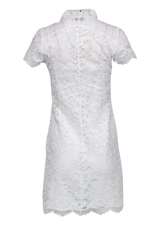 Sandro - White Lace Cap Sleeve Sheath Dress Sz 2