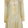 Sandro - Yellow Silk Drop Waist Long Sleeve Dress Sz M