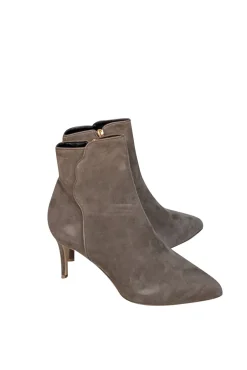 Sarah Flint - Taupe Suede Pointed Toe Heel Boots Sz 11