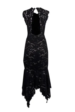 Saylor - Black Lace Asymmetrical Hem Midi Dress Sz M