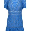 Saylor - Blue Lace Flounce Hem Mini Dress Sz XS