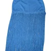 Saylor - Blue Satin Skirt w/ Fringe Trim Sz M