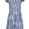 Saylor - Indigo Blue & White Ikat Print Cotton Mini Dress Sz S