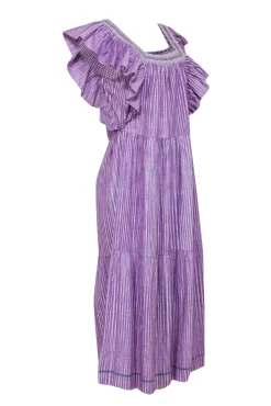 Saylor - Purple Striped Cotton Midi Dress Sz L
