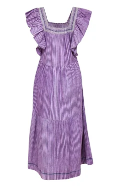 Saylor - Purple Striped Cotton Midi Dress Sz L