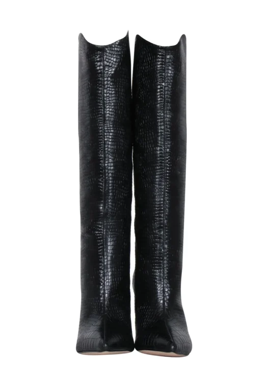 Schutz - Black Crocodile Textured Tall Boots Sz 7.5