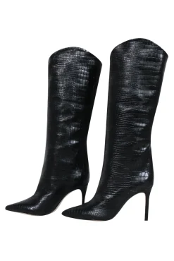 Schutz - Black Crocodile Textured Tall Boots Sz 7.5