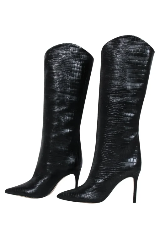 Schutz - Black Crocodile Textured Tall Boots Sz 7.5