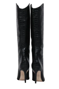 Schutz - Black Crocodile Textured Tall Boots Sz 7.5