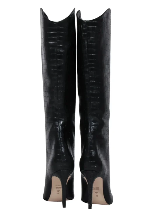 Schutz - Black Crocodile Textured Tall Boots Sz 7.5