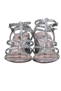 Schutz - Silver Braided "Clarcie" Strappy Sandals Sz 9.5