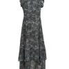 Scotch & Soda - Dark Green, Teal, & Black Feather Print Sleeveless Midi Dress Sz 4