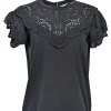 Sea NY - Black Short Sleeve w/ Eyelet Detail Top Sz S