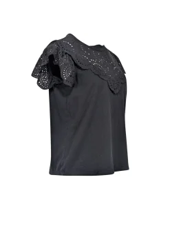 Sea NY - Black Short Sleeve w/ Eyelet Detail Top Sz S