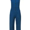 Sea NY - Blue Ruffled Shoulder Wide-Leg Jumpsuit Sz 2