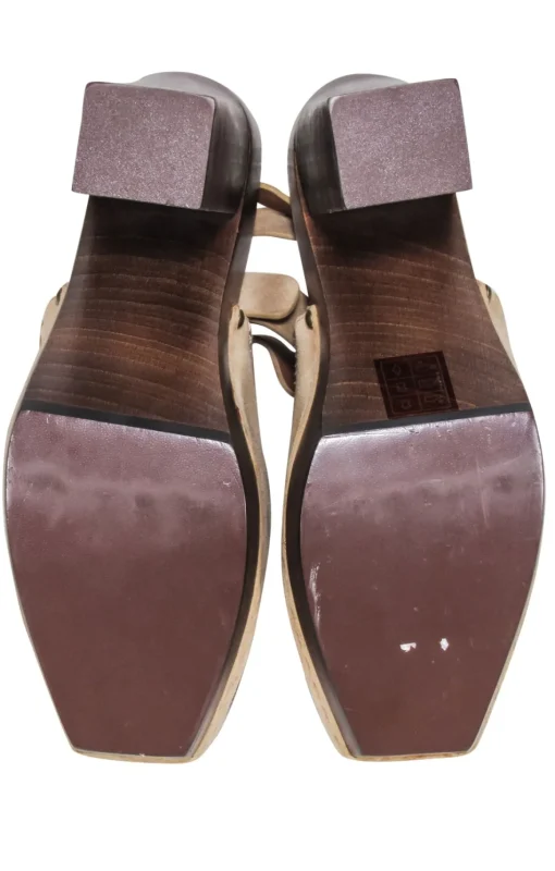 See by Chloe - Beige Suede Platform Clog Pumps Sz 7