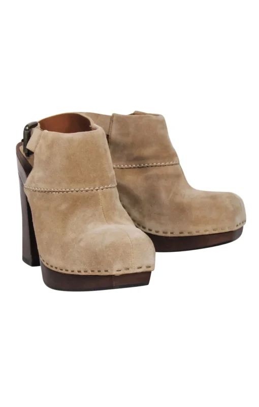 See by Chloe - Beige Suede Platform Clog Pumps Sz 7