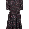 See by Chloe - Black w/ Red Cherry & Strawberry Print Smocked Bodice Dress Sz 6