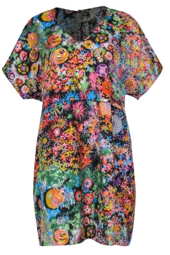 See by Chloe - Bright Multicolor Floral Silk Satin Shift Dress Sz 8