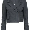 See by Chloe - Gray Woven Cropped Moto-Style Jacket Sz 8