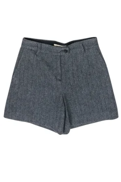 See by Chloe - Grey & Black Herringbone Wool Blend Shorts Sz 4