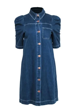 See by Chloe - Medium Wash Denim Dress w/ Rose Gold Buttons Sz 6